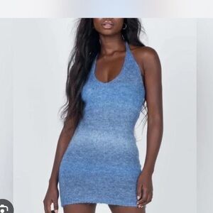 Princess Polly blue halter knit mini dress
